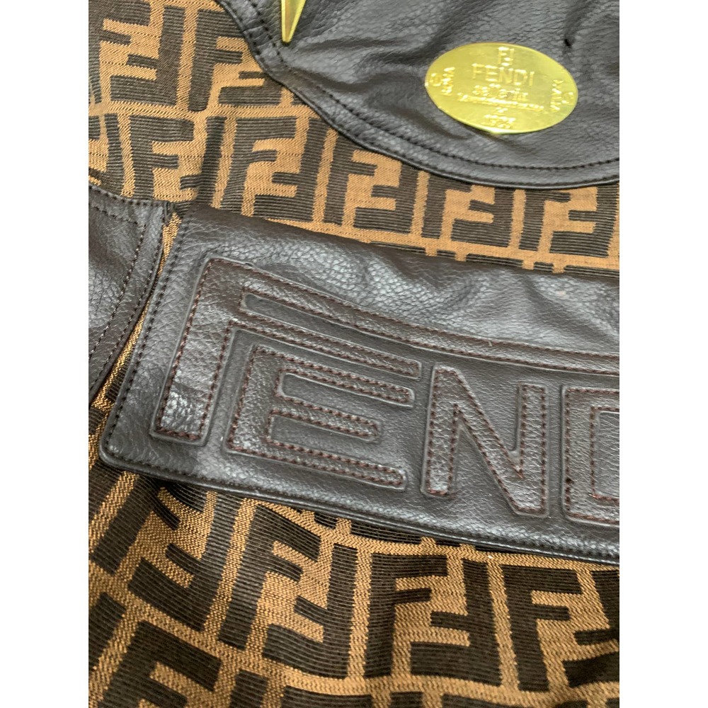 FENDI Selleria 1925 Bag Nylon Brown with Chain Made in Italy - Picture 4 of 16